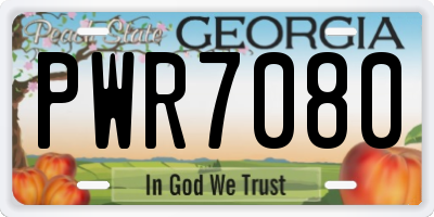 GA license plate PWR7080