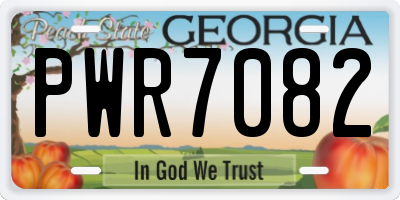 GA license plate PWR7082