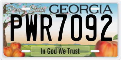GA license plate PWR7092