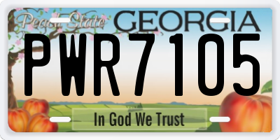 GA license plate PWR7105
