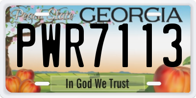 GA license plate PWR7113