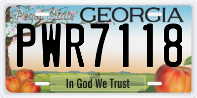 GA license plate PWR7118