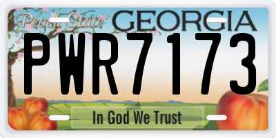 GA license plate PWR7173