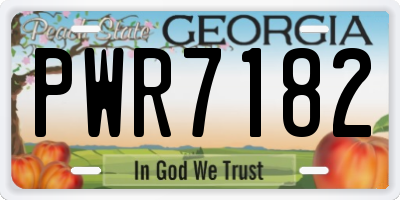 GA license plate PWR7182