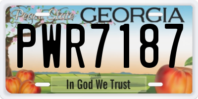 GA license plate PWR7187