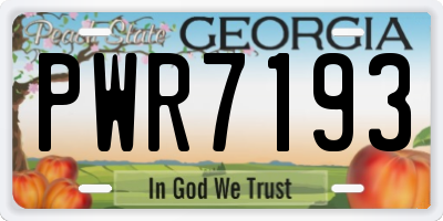 GA license plate PWR7193