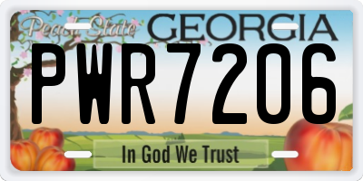 GA license plate PWR7206
