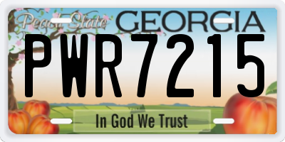 GA license plate PWR7215