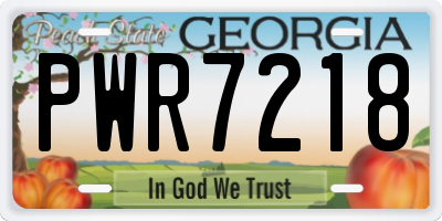 GA license plate PWR7218