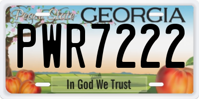 GA license plate PWR7222