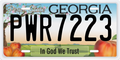 GA license plate PWR7223
