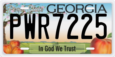 GA license plate PWR7225