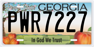 GA license plate PWR7227