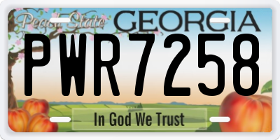 GA license plate PWR7258
