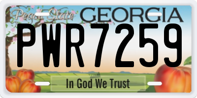 GA license plate PWR7259