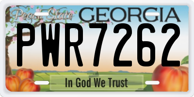 GA license plate PWR7262