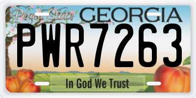 GA license plate PWR7263