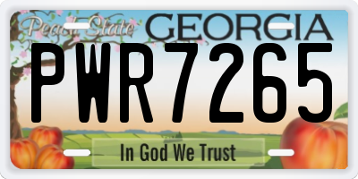 GA license plate PWR7265
