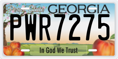 GA license plate PWR7275