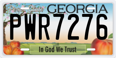 GA license plate PWR7276