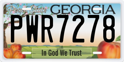 GA license plate PWR7278