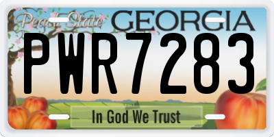 GA license plate PWR7283