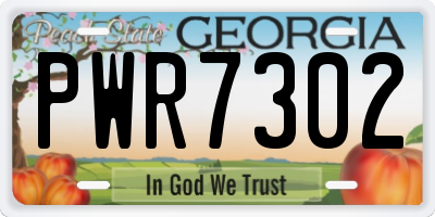 GA license plate PWR7302