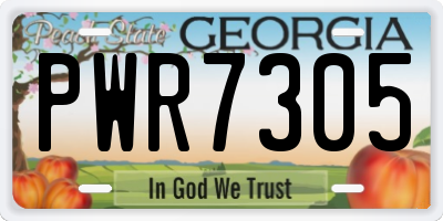 GA license plate PWR7305