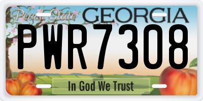 GA license plate PWR7308
