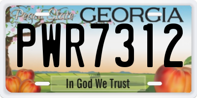 GA license plate PWR7312