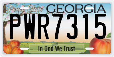 GA license plate PWR7315