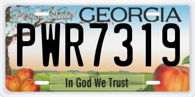 GA license plate PWR7319