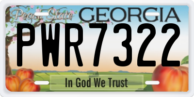 GA license plate PWR7322