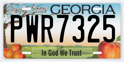 GA license plate PWR7325