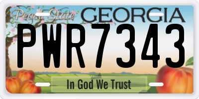 GA license plate PWR7343