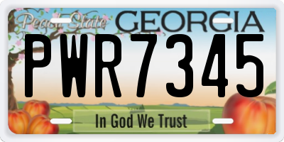 GA license plate PWR7345