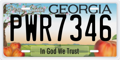 GA license plate PWR7346
