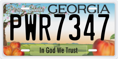 GA license plate PWR7347