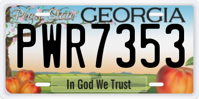 GA license plate PWR7353