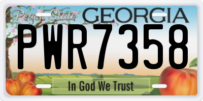 GA license plate PWR7358