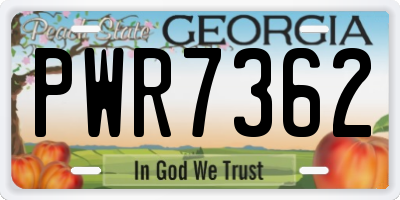 GA license plate PWR7362