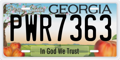 GA license plate PWR7363