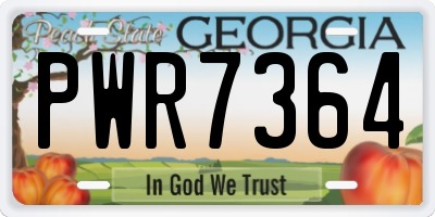 GA license plate PWR7364