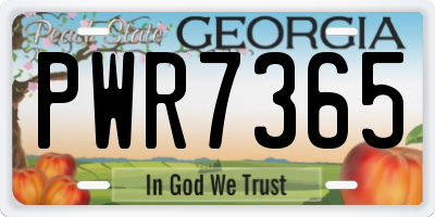 GA license plate PWR7365