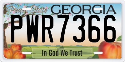 GA license plate PWR7366