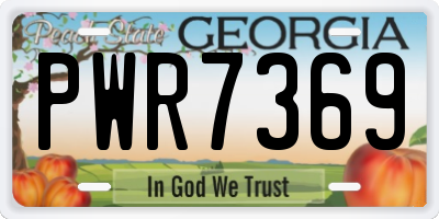 GA license plate PWR7369