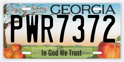 GA license plate PWR7372