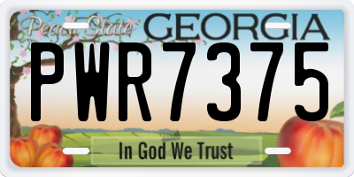 GA license plate PWR7375