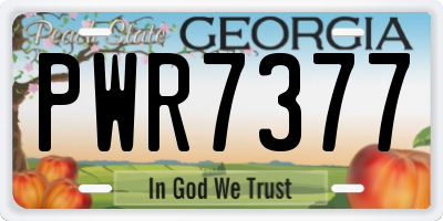 GA license plate PWR7377
