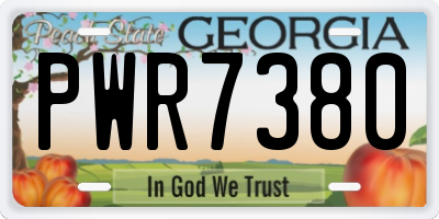 GA license plate PWR7380